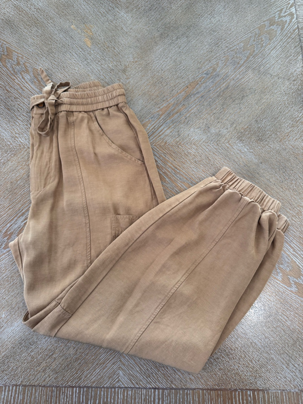 Crescent Brown Jogger Pants Large Elastic Waist 30” Inseam 26” High Rise